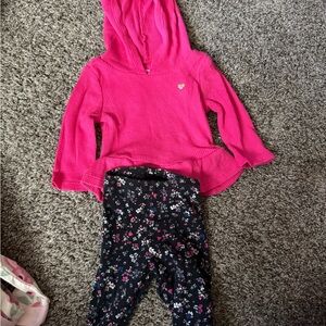Carter's Pink Hoodie and Floral Leggings Set